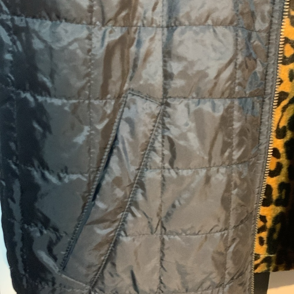 Vintage Reversible Black/Leopard Print Winter Puffy Vest 90s y2k Aesthetic Small - Picture 11 of 14